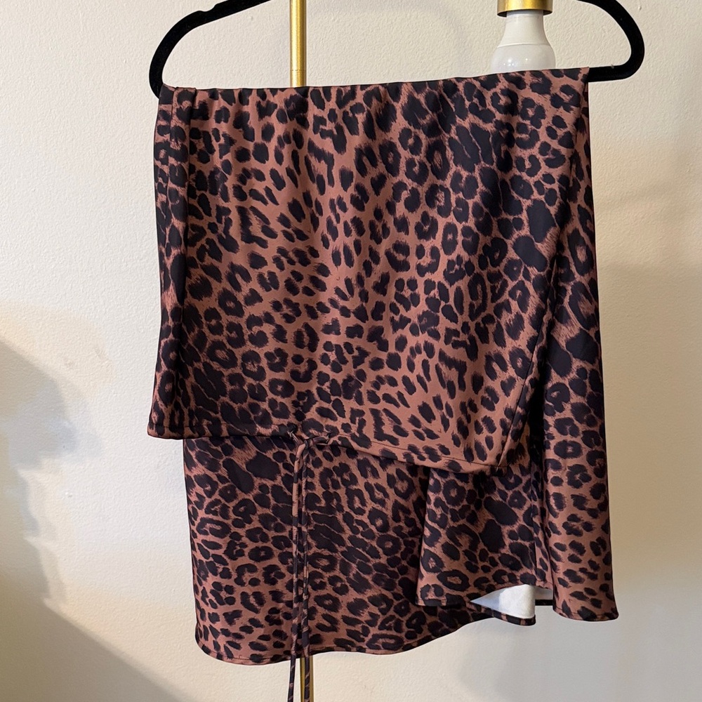 Vintage Asymmetrical Animal Print Skirt - Brown and Black
